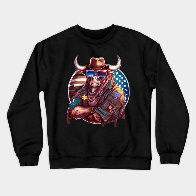 Patriot bull cow Crewneck Sweatshirt by Marioma